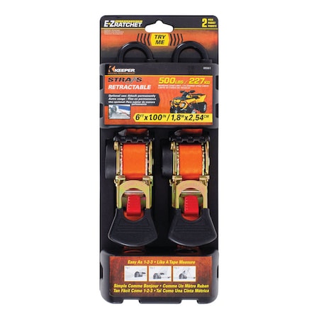 Keeper Keeper 1 in. W X 6 ft. L Orange Retractable Tie Down Strap 500 lb 2 pk 5561